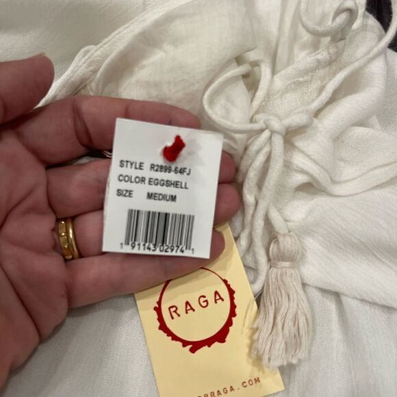 Raga Embroidered Mirrors Halter Boho Dress in Eggshells.Size M - Picture 14 of 17